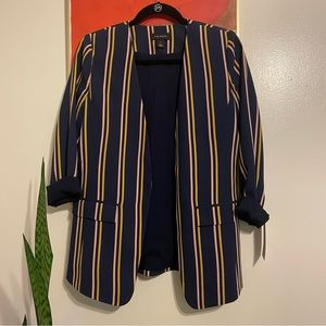 Cute Yellow and Pink Stripped Navy Blazer from Halogen. Brand New.
